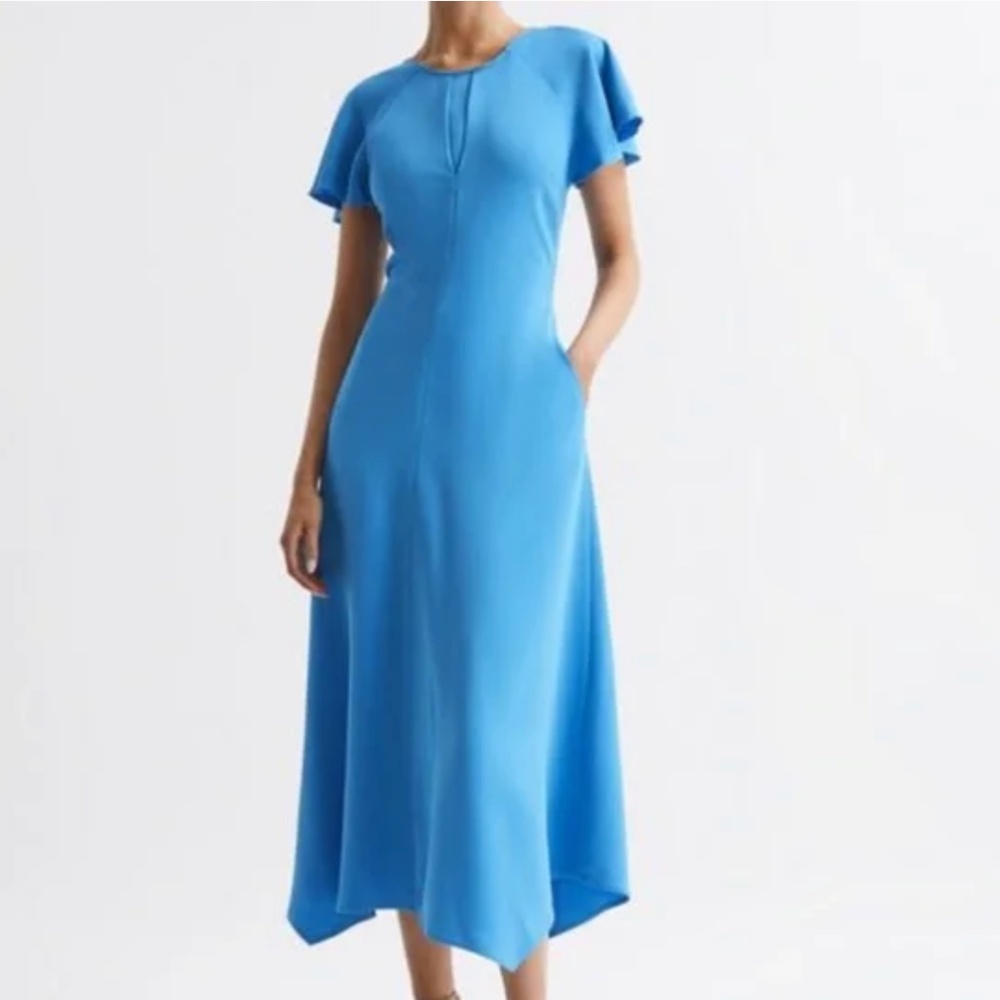 Reiss Eleni Blue Midi Dress Modest